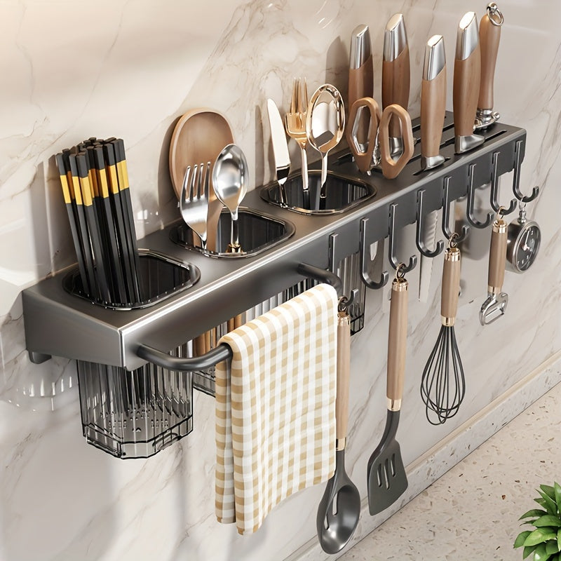 Tool Storage Organizer for Kitchen with Multiple Functions including Utensil and Knife Holder, Wall-Mounted Cutlery Rack, and Tool Storage Rack