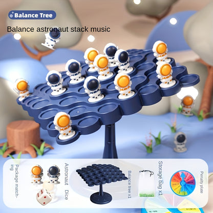 [Joyful Learning] Astronaut Balance Tree Board Game with 12 Colorful Spaceman Figures, Multi-Level Challenges, and Durable Plastic Material