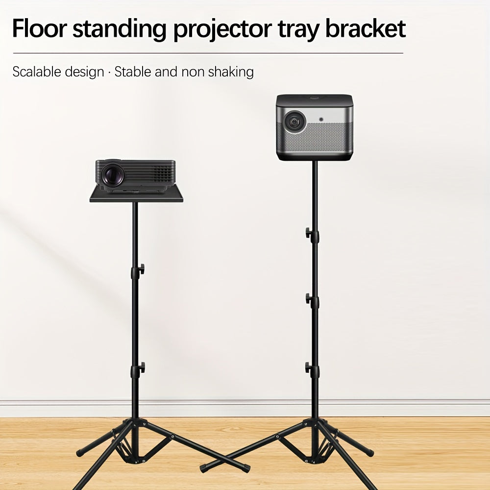 Adjustable 1.6M Projector Stand with Tray - Iron Bracket, Three-Legged Design, Foldable, Sturdy for Laptops and Projectors