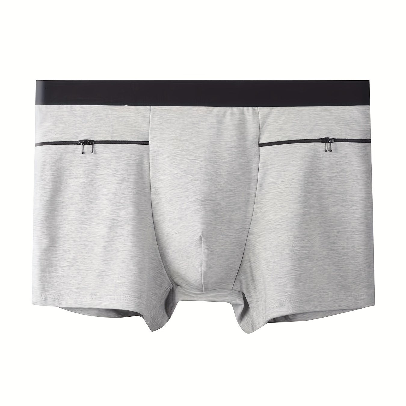 Men's travel underwear with large pockets, square cut, double zipper, and enough space to hide a passport.