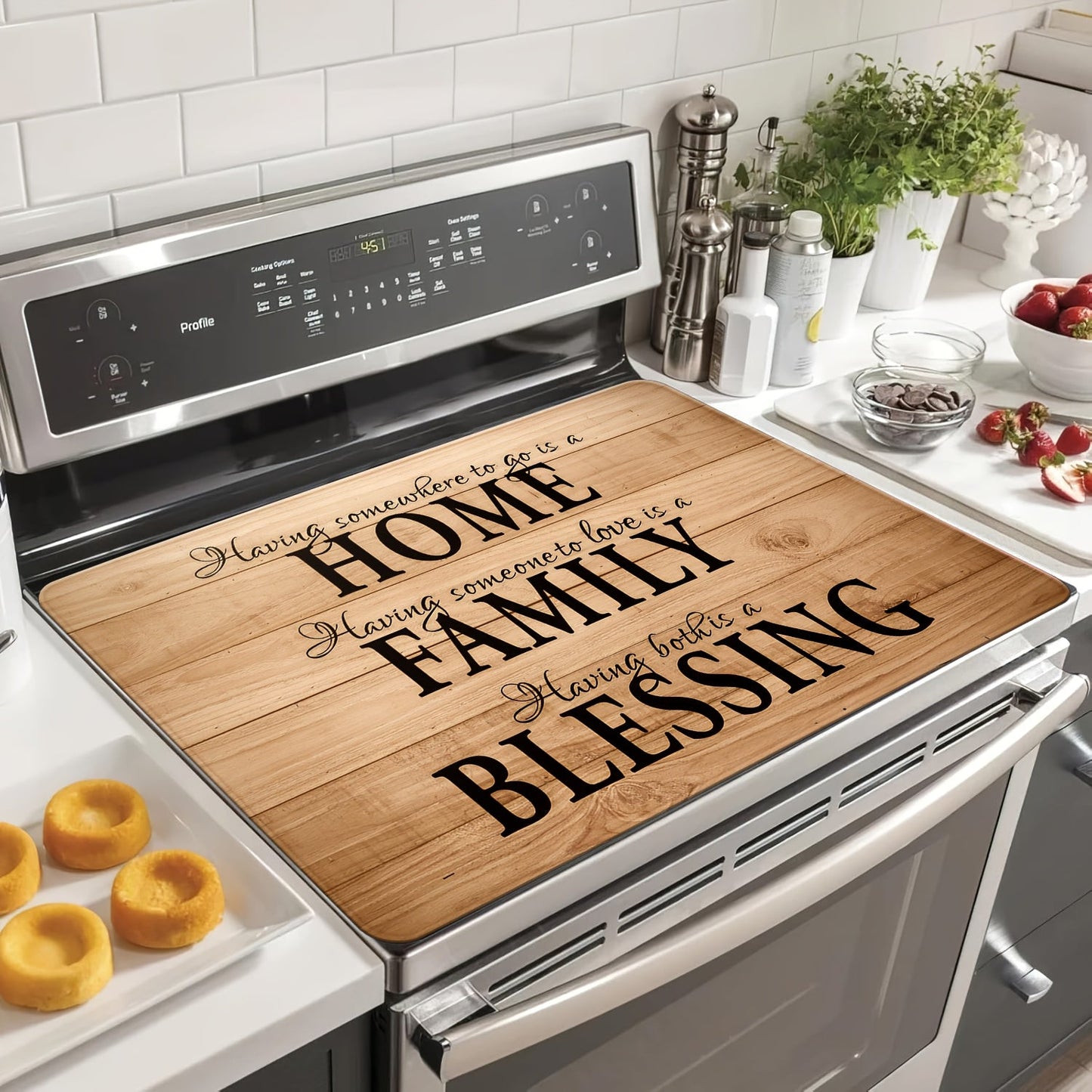 Protect your electric stove with the Home Family Blessing Stove Top Rubber Cover. This 71.12x52.07cm protective pad is ideal for induction cookers and glass ceramic cooktops. The heat resistant and non-slip design prevents scratches and adds extra