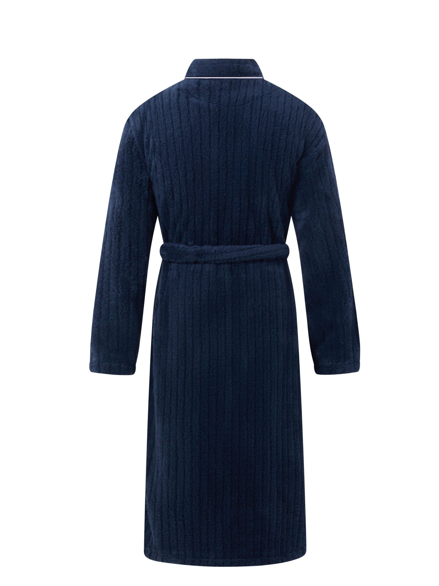 Men's Long Bathrobe - Winter Fleece, V-Neck, Belted, Hand Washable, Knitted Fabric