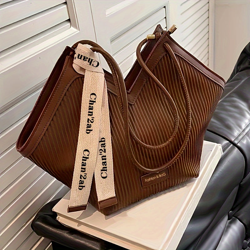 Chic faux leather tote bag for work with trendy design and large capacity.