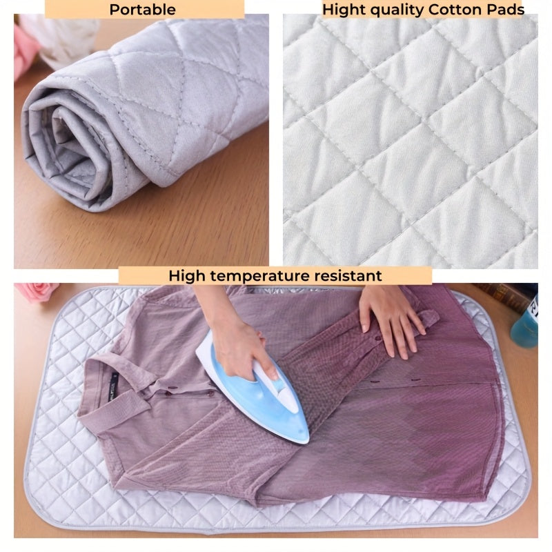 Portable Ironing Mat with Plaid Pattern, 2-Pack - Made with Thickened Heat-Resistant PC Material, Foldable Design with Finger Loop, Ideal for Travel and Home Use - No Electricity Required