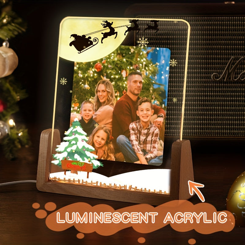 Festive Christmas Photo Frame: Illuminate Your Family Memories in a Personalized Acrylic Display this Holiday Season