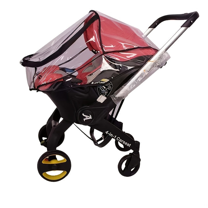 Protect your baby from rain, wind, snow, and dust with our Baby Stroller Rain Cover. Made of waterproof, breathable EVA material, this cover features a U-shaped zipper door for quick access and side ventilation for added comfort. Suitable for all four