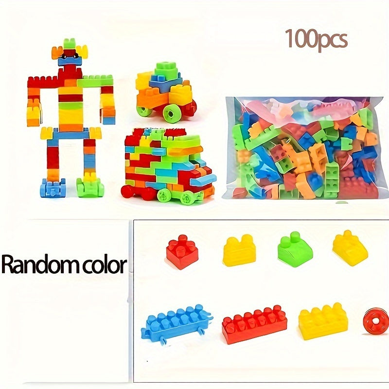 100 pcs educational toy blocks for enhancing creativity and motor skills, perfect for holiday gifts.