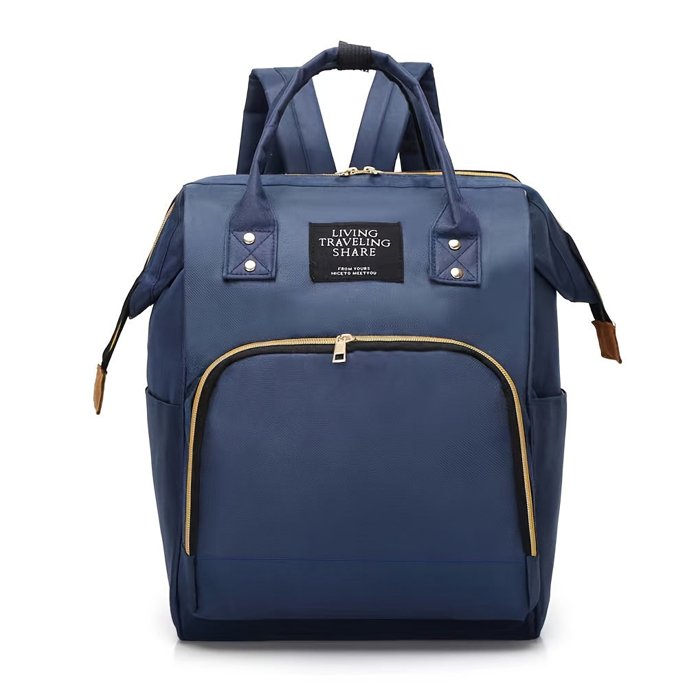 Blue Polyester Mommy Backpack with Multiple Compartments and Bottle Holder - Stylish and Roomy Diaper Bag, Ideal for Travel - Great for Thanksgiving and Christmas