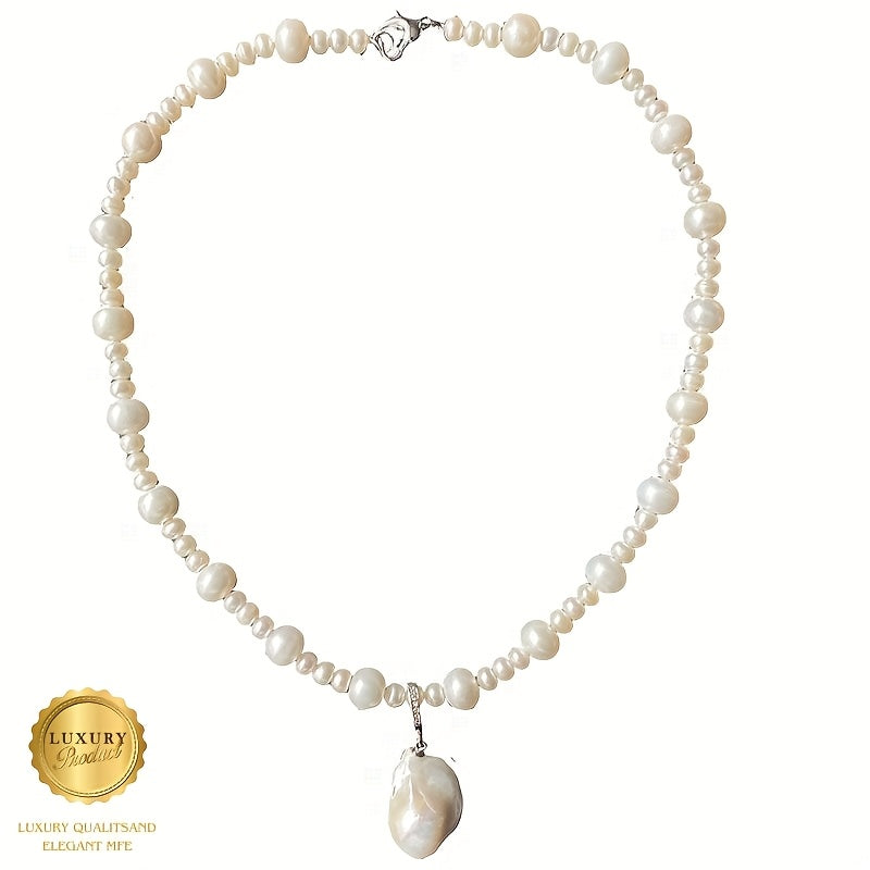 Baroque Style Freshwater Pearl Necklace with Adjustable Clasp - Timeless and Elegant Design for Every Occasion, Genuine Pearls with Universal Clasp, Ideal for Valentine's Day and Special Events