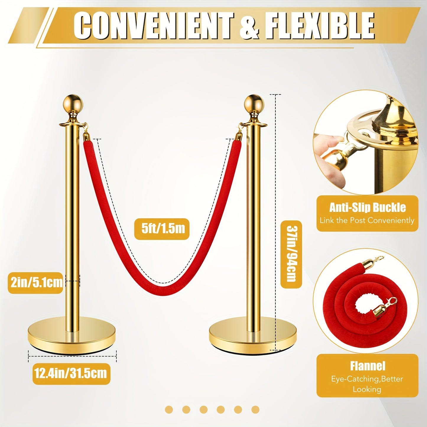 Red Velvet Rope and Safety Barrier Kit with Hollow Base for crowd control at parties.