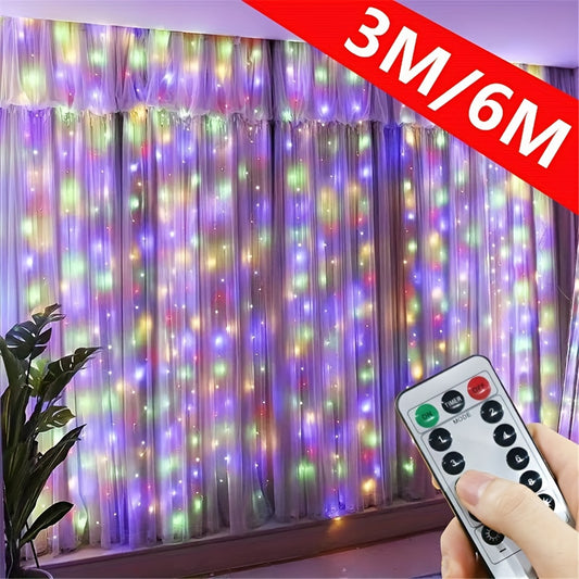 USB-Powered LED Curtain Lights in Multi-Color for Various Occasions | Energy-Efficient Indoor Decor | Suitable for Romantic Evenings, Weddings, Birthdays, Christmas, Halloween, Valentine's Day | Made of Plastic, Easy to Install