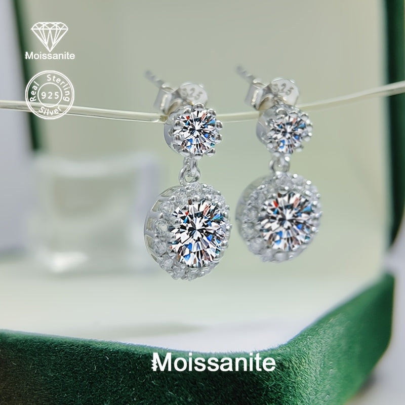 Beautiful and luxurious 925 Sterling Silver Moissanite Earrings, perfect for everyday wear or special occasions like birthdays, Valentine's Day, Christmas, Thanksgiving, New Year, holiday parties, and weddings. A thoughtful gift for her, weighing