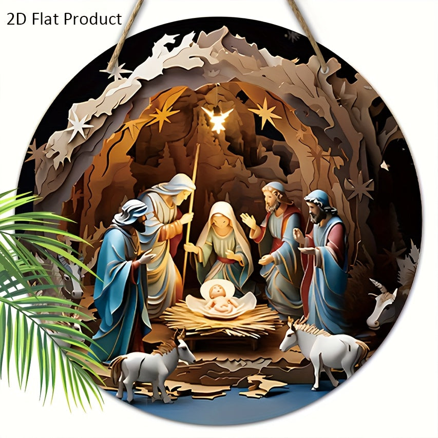 Get your hands on the charming Round Wooden Nativity Scene Hanging Sign for only $19.99! This Christian Wall Art Decor piece is perfect for adding a festive touch to your Christmas Garden or Courtyard. It also doubles as a Farmhouse Home Decor item and