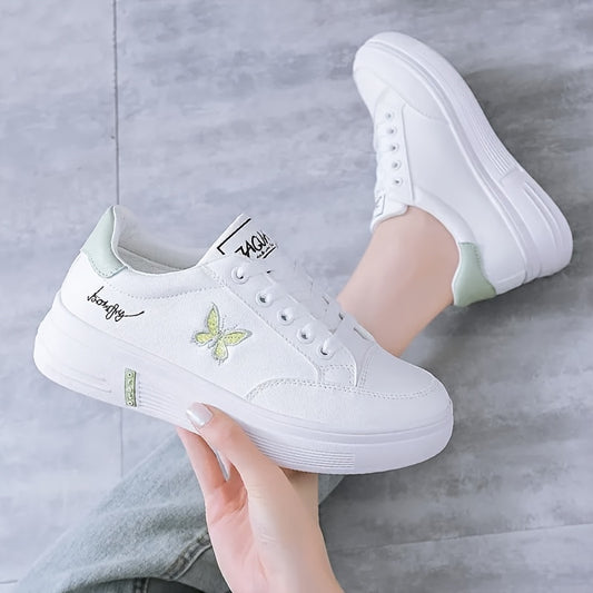 Spring and summer women's breathable white sports shoes with trendy design for casual, fitness, running, and hiking activities. Anti-slip, lightweight, soft sole with all-weather traction.