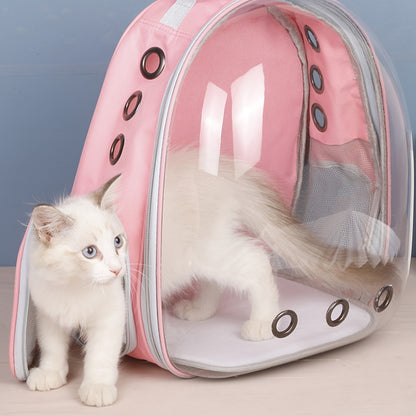 Pet bubble backpack for dogs and cats - comfortable and secure outdoor carrier with clear view window.