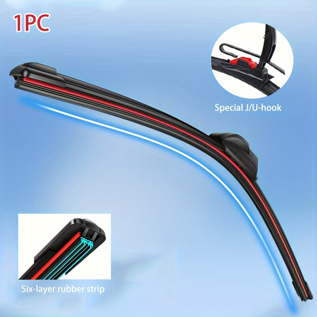 6-layer rubber strip car wiper for J/U hook type blades, 35.56cm-71.12cm, high-definition, silent, durable.