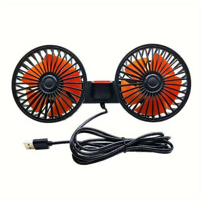 Rear Seat Back Car Fan with Dual-Head Design, Large Wind Volume and Multi-Speed Adjustment for Powerful Airflow, Adjustable Angles for Maximum Comfort