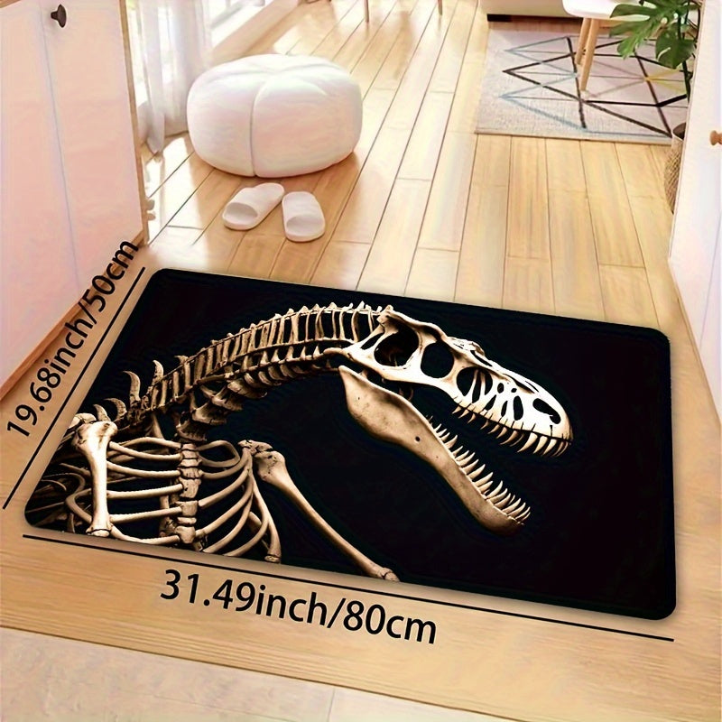 Soft and thick area rug designed with dinosaur fossils, measuring 8mm in thickness. This rug is machine washable and suitable for use in the bathroom, kitchen, living room, or bedroom. It serves as a versatile indoor decor mat, perfect for adding a touch