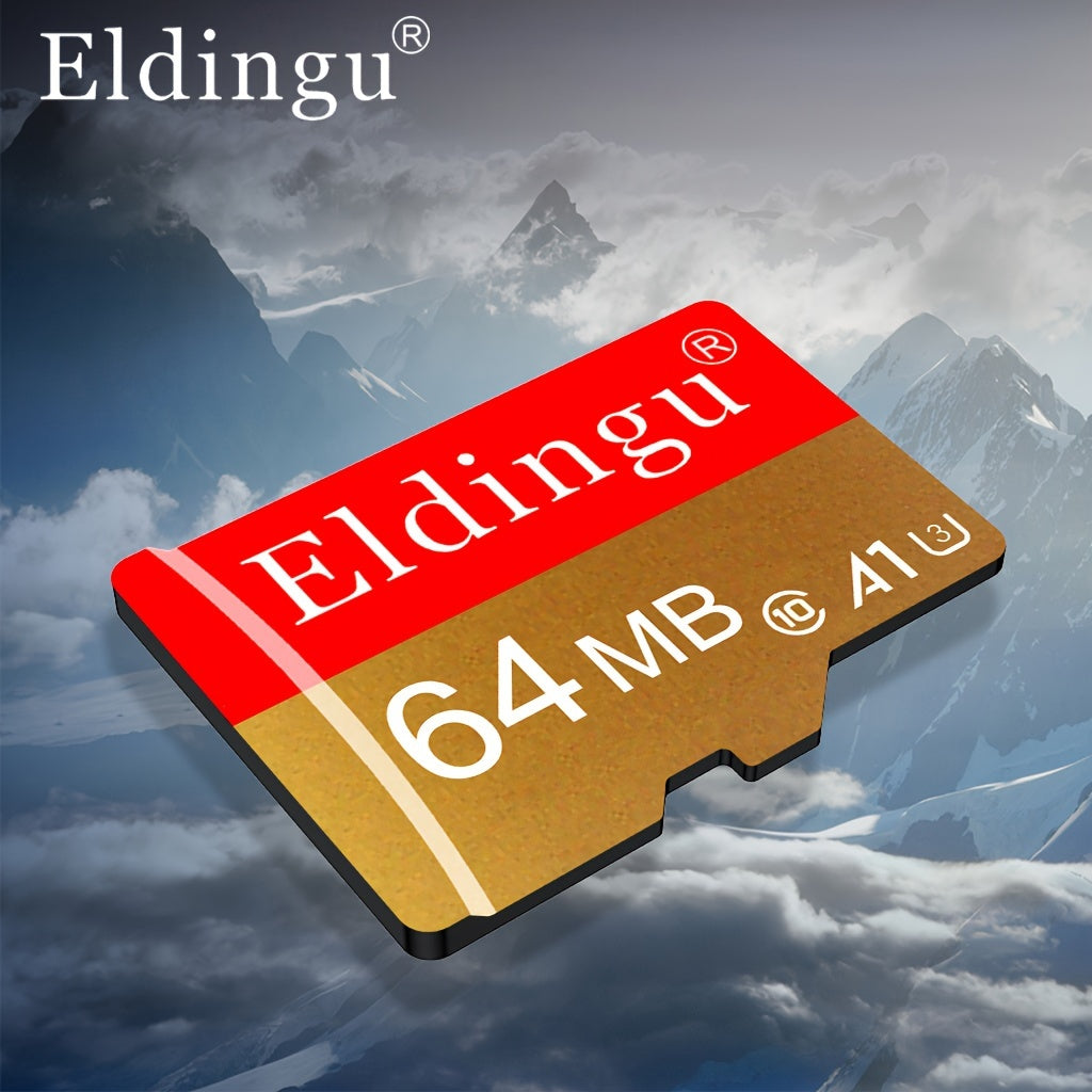 ELDINGU High-Speed Flash Micro SD Card, available in 64MB to 512MB sizes. Reliable TF/SD card for various devices. Secure file storage with a golden metallic finish and durable casing.