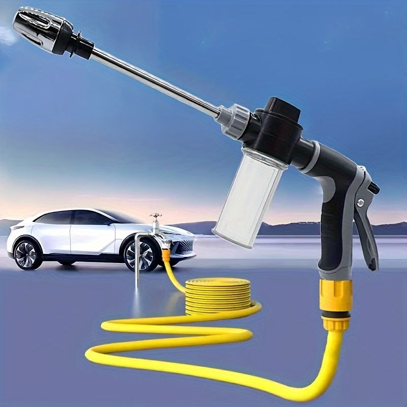 ProGarden High-Pressure Car Wash Hose Nozzle, featuring a Multi-Functional Garden Hose Sprayer with Adjustable Thick Handle, Copper-Plated Head, and Universal 3/4" & 1/2" Quick Connect Adapter for Outdoor Cleaning Tools.