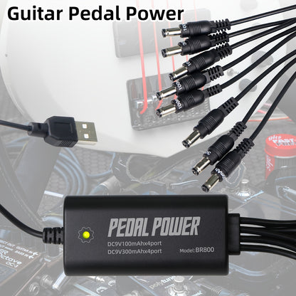 New Guitar Pedal Power Supply with 8 outputs and USB plug-in for 9V DC output.