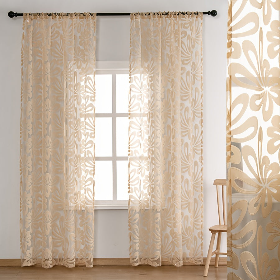 Set of 2 lovely floral pattern curtains with rod pocket design, perfect for enhancing the decor of the living room, bedroom, dining room, balcony, office, or any room in your home.