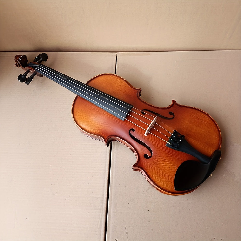 Complete violin ensemble with classic design and fine craftsmanship, includes L&K K-10 Tiger Stripe Maple Wood Violin Set, 4/4 Full Size 1716 Replica, Olive Brown with Spruce Top, Ebony