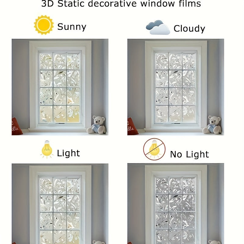 Tulip Privacy Window Film - Anti-Spy, Electrostatic PVC Glass Sticker for Decorating Home & Office - Ideal for Bedroom, Balcony, Bathroom