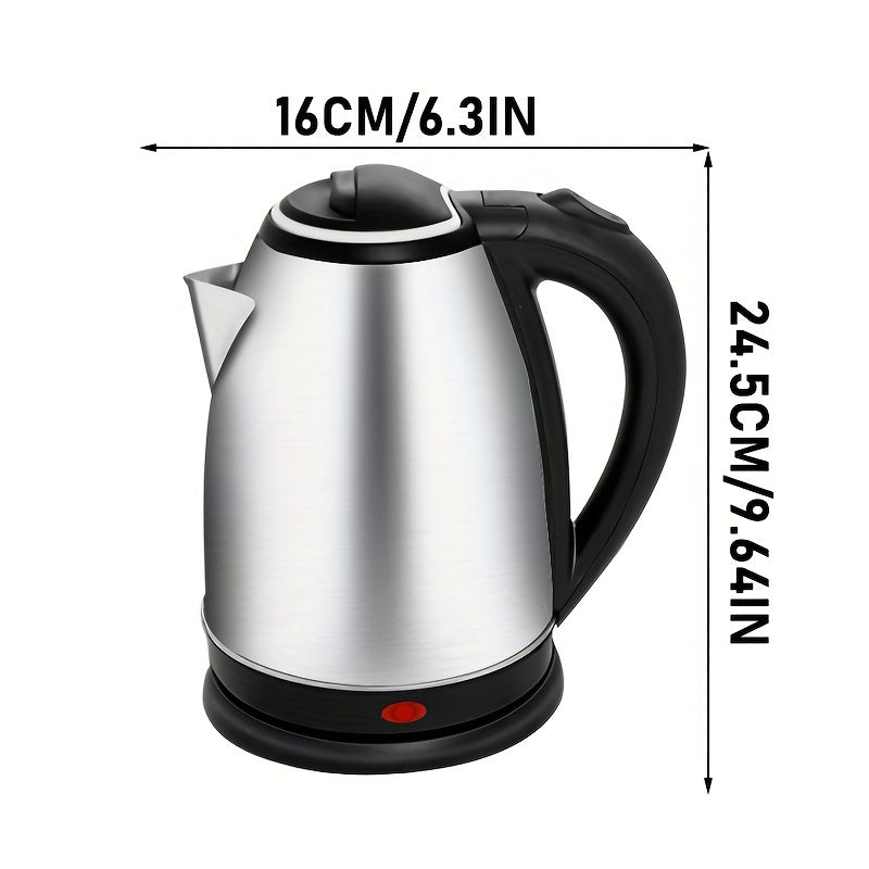 1.8L Stainless Steel Electric Kettle - BPA-Free, 1500W Rapid Boil, Automatic Shut-Off & Dry Boil Safety Features, Stylish Black Accent Design, Perfect for Coffee, Tea & Hot Drinks, European Plug Included