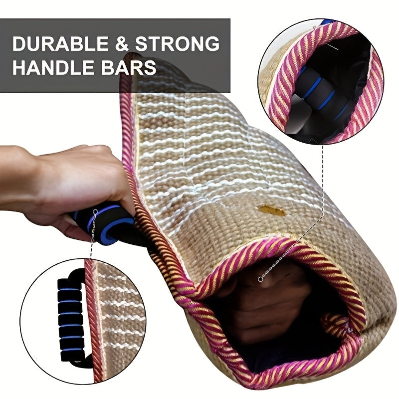 Durable jute training sleeve for large breeds like German Shepherds, ideal for outdoor training.