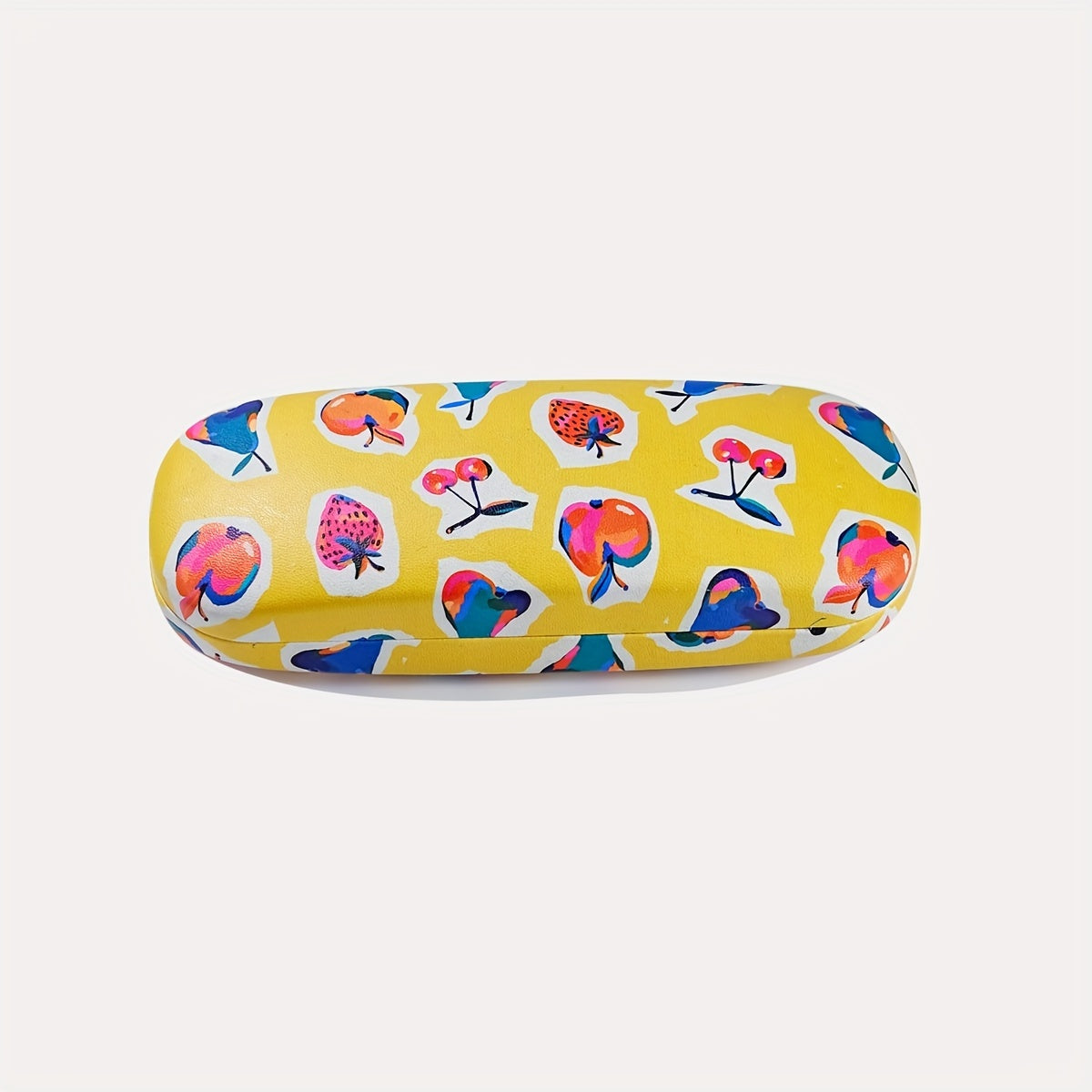 Hard shell portable eyeglasses case with fruit flower design, suitable for both men and women, perfect for sunglasses or reading glasses.