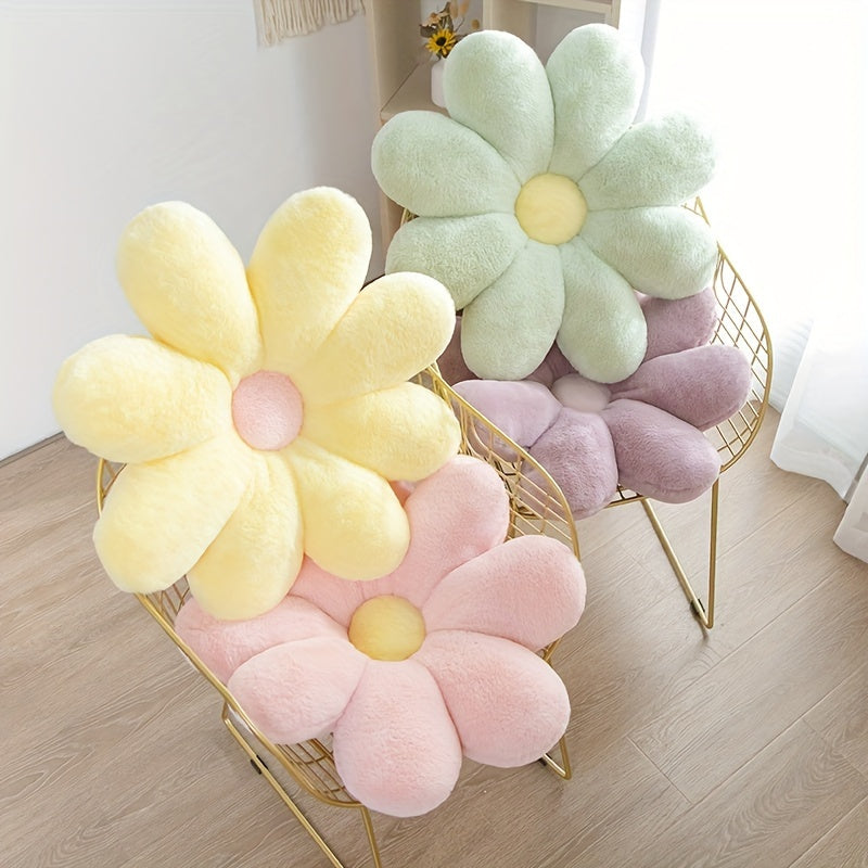 Soft faux fur flower pillow, suitable for home or office decor, machine washable, 60cm/23.62in diameter.