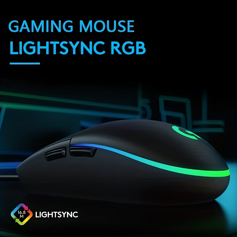 Logitech G102 Wired Gaming Mouse with RGB Lighting, 8000 DPI, Lightweight, Mechanical Button, Comfortable Grip, Optical Sensor, Corded USB for PC Laptop Gamer, Windows 8 Compatible, Right