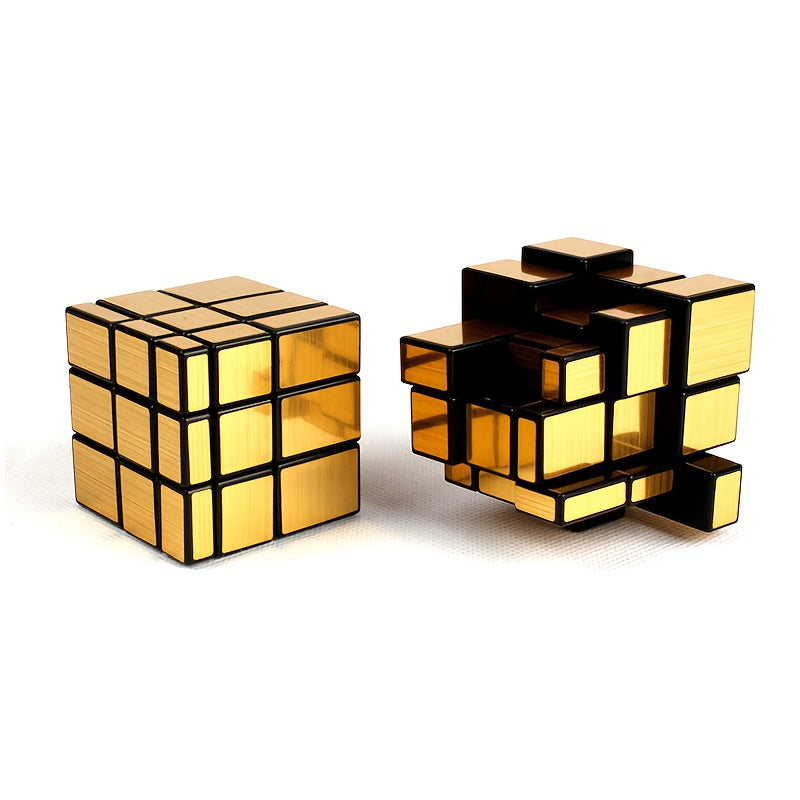 3x3 Mirror Cube with silvery and golden color options, suitable for competitions and daily fun, easy to learn, smooth, durable, and lightweight.