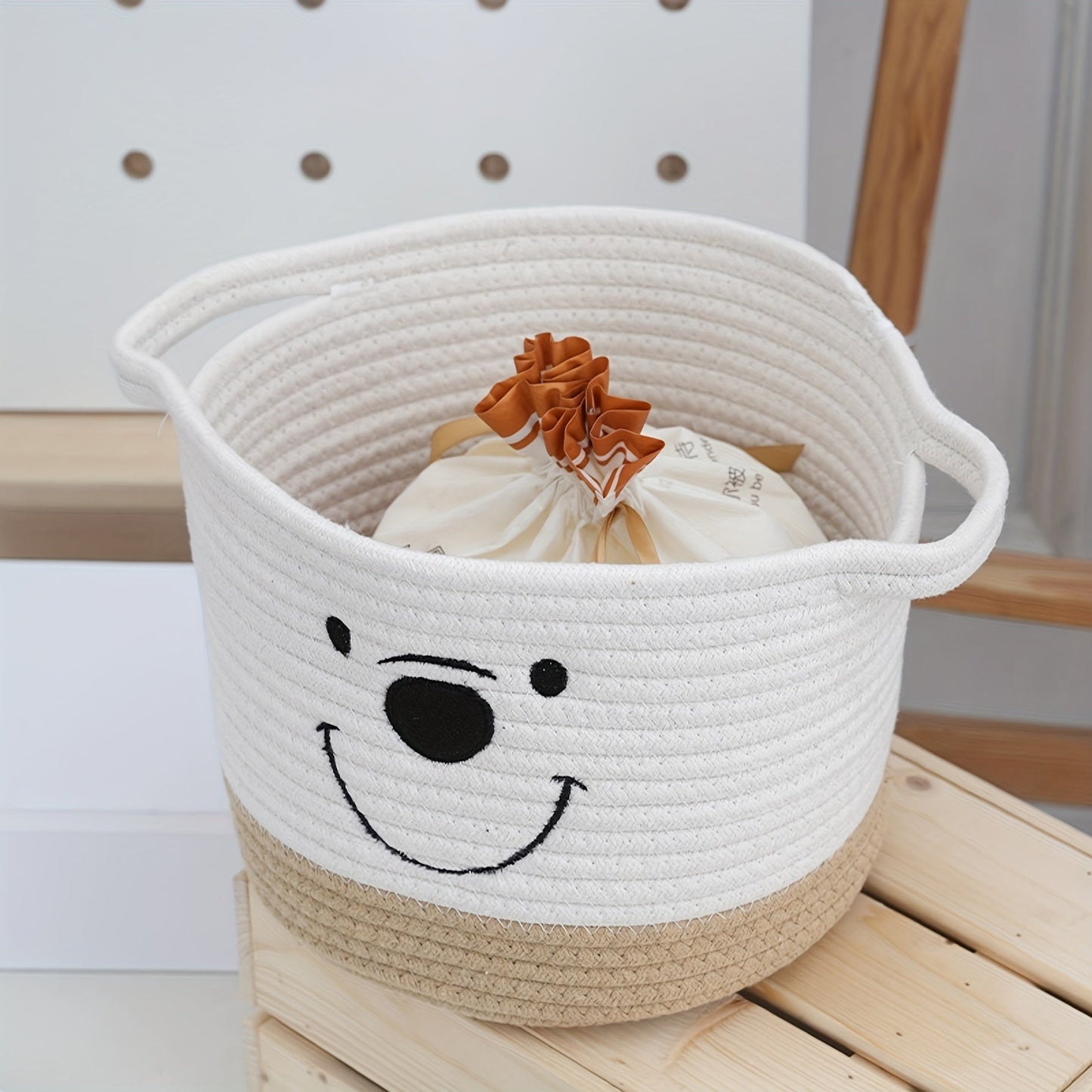 Rope Woven Storage Basket with Cartoon Design - Perfect for Toys, Desktop Storage, Laundry, and More!