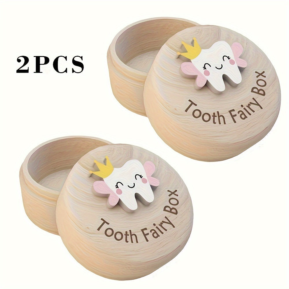 Enchanting Fairy Wooden Tooth Box featuring intricately crafted 3D teeth design - A cherished keepsake for new parents, and a thoughtful gift for Christmas, Halloween, Thanksgiving, birthdays, and Valentine's Day. Perfect for storing precious trinkets.