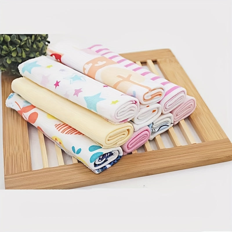 Nursing Towels Set of 8, Adorable Baby Washcloths with Cute Designs. Includes Burp Cloths, Soft Infant Bath Towels, Toddler Face Towels, and Handkerchief. Perfect Baby Shower Gift for Newborns with Sensitive Skin, Suitable for Boys and Girls. Ideal for