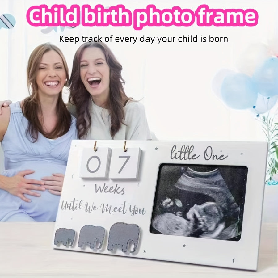 Wooden Ultrasound Photo Frame for Pregnancy Announcement and Youngsters Memories, Complete with Display Stand