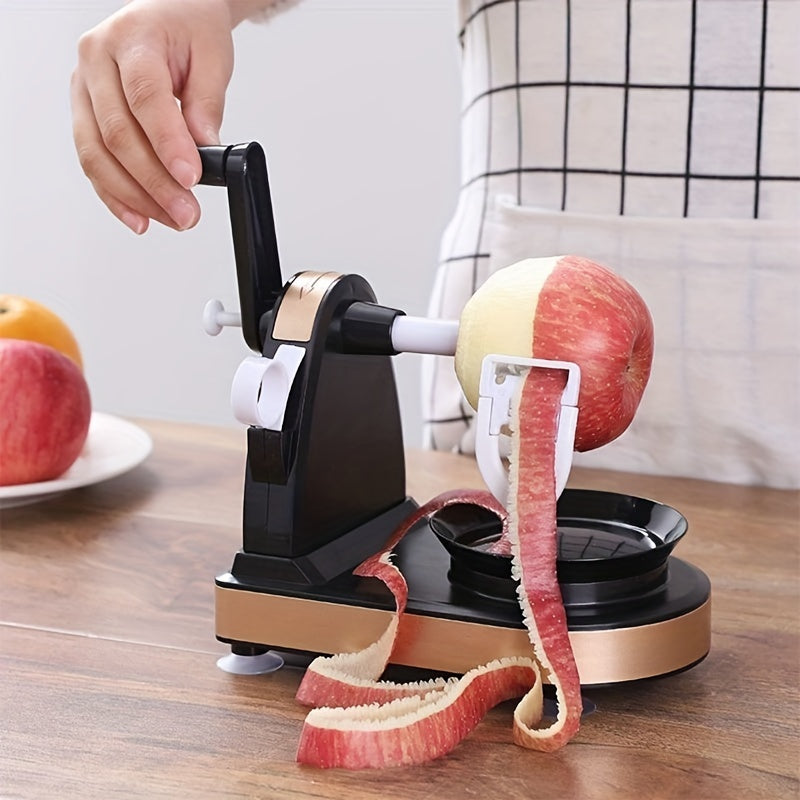 Effortlessly peel fruits and potatoes with the 1pc Easy-Twist Hand Peeler. Made with durable ABS construction and featuring automatic rotation, this peeler is perfect for kitchen use. It is food-safe and provides quick and effortless peeling.