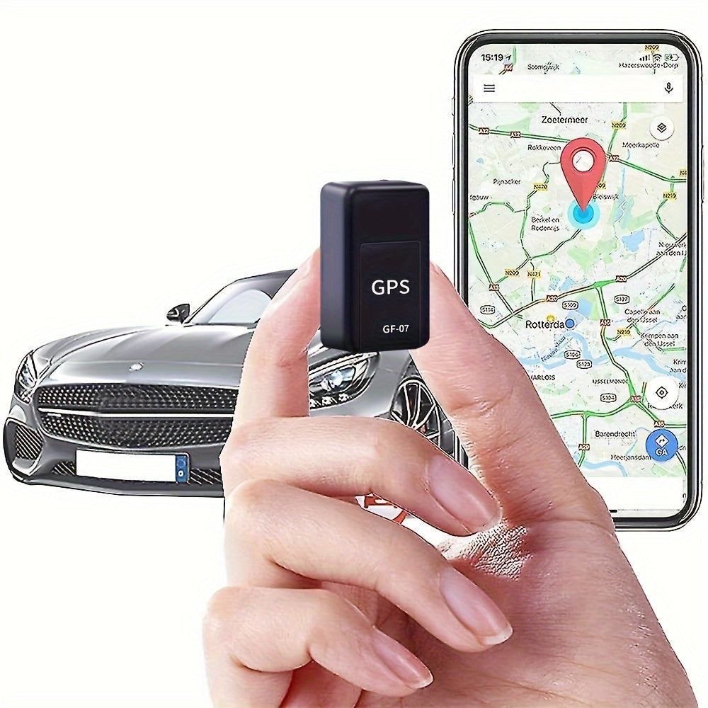 Compact magnetic GPS tracker for cars with real-time positioning, rechargeable battery, universal fit, and ≤36V operating voltage. Memory card/SIM card not included.