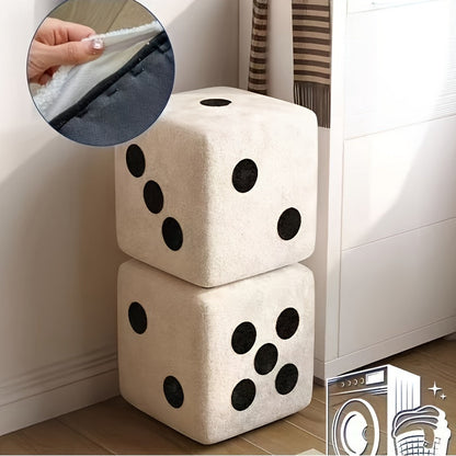 Classic Hardwood Door Shoe Changing Stool in Black Fabric with Dice Shape Design, Polyester Interior, Armless and Soft Cushioned for Living Room Use, No Power Required, 68.58cm Height