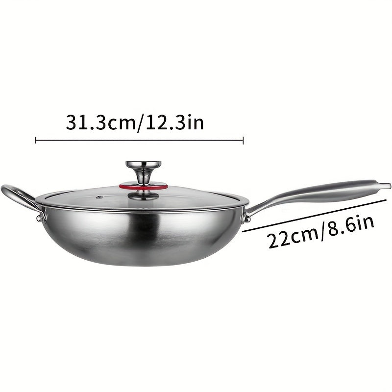 Stainless Steel Frying Pan by BAICHANG - Non-Stick and Durable with Hammered Pattern for Cooking Eggs & Stir-Fry, Hand Wash Recommended