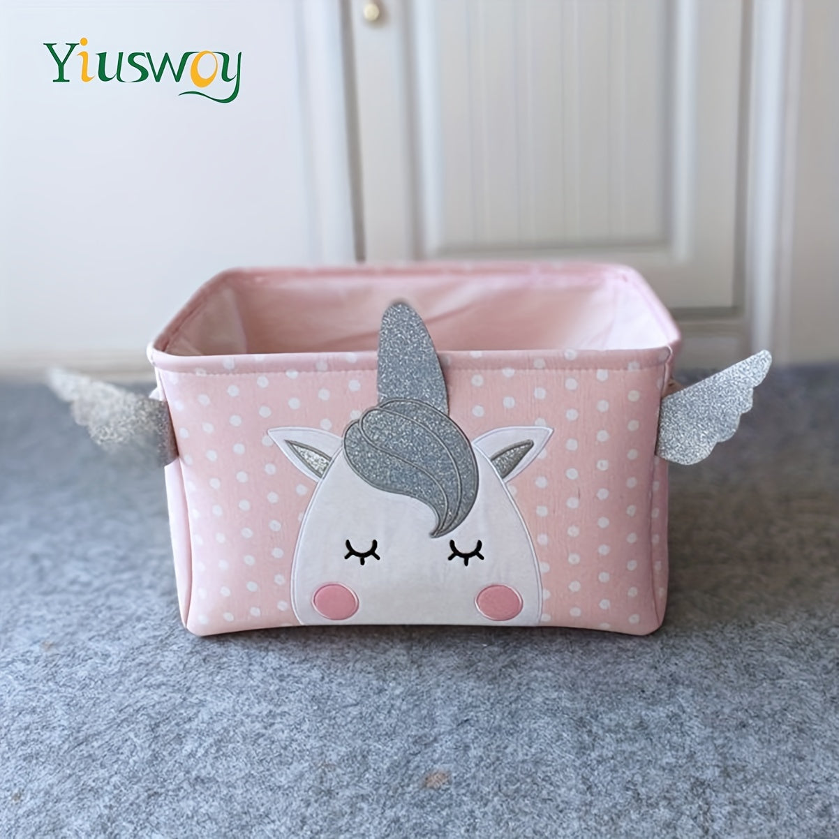 Pink Rabbit & Pony Storage Basket - Thick Fabric, Rectangular Organizer for Toys, Clothes, Books | Home Decor with Handles