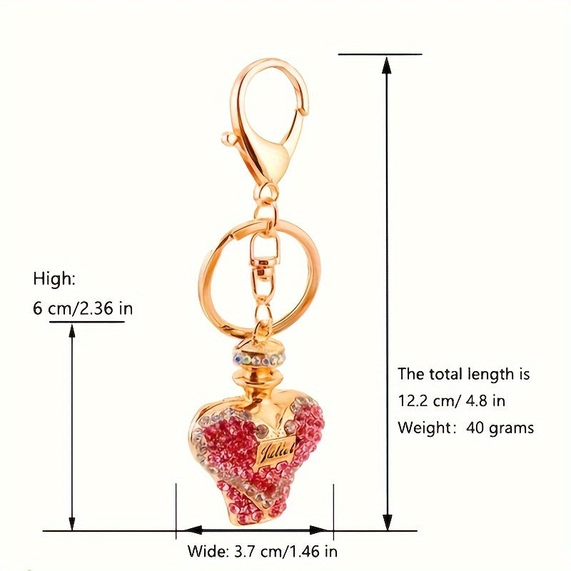 Cute Rhinestone Perfume Bottle Keychain, Alloy Key Ring Charm for Bag, Backpack, Car Keys - Perfect Daily Use Gift for Women