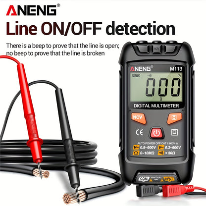 ANENG M113 Mini Digital Multimeter with 1999 Counts for AC/DC Voltage Meter, Battery Powered, ABS Material, NCV Induction, Auto Recognition, Resistance/ON/OFF, Electricity Measuring Tool.