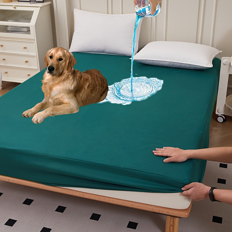 Waterproof Fitted Sheet Mattress Protector - Large Size - Noiseless - Machine Washable - Soft and Comfortable - Perfect for Pet Dog Beds - Pillowcase Not Included