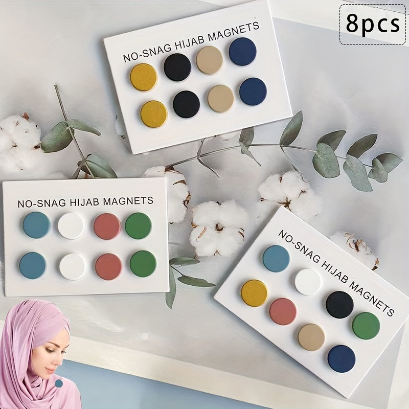 Stylish and Secure: 8pcs Matte Magnetic Hijab Pins - Enhance Your Look with Elegant Scarf Clips for Women