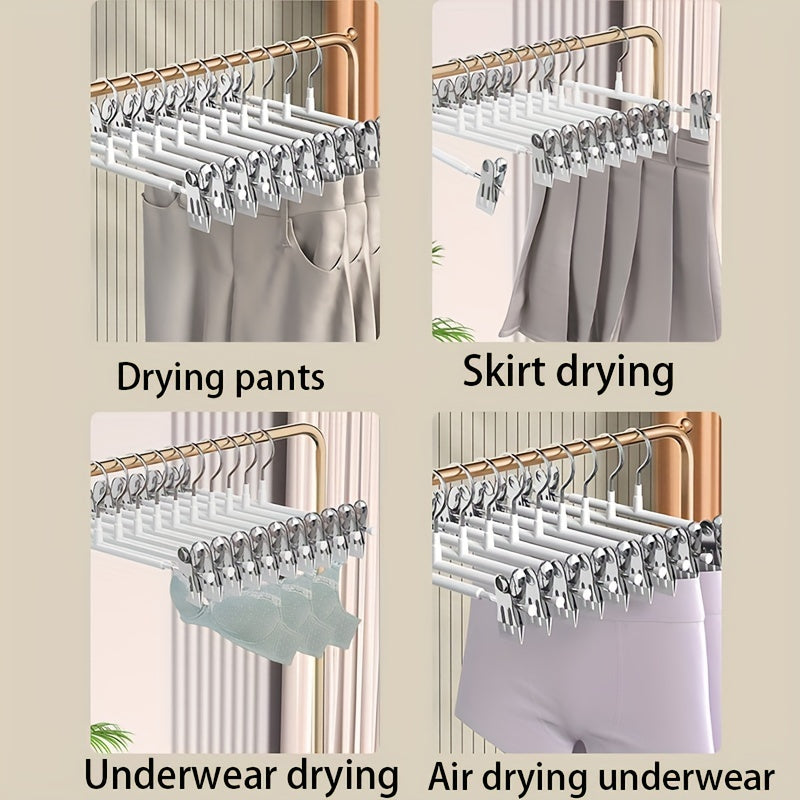 Adjustable Metal Pants Hangers - Set of 10, Non-Slip, Space-Saving Closet Organizer for Skirts, Underwear, and More