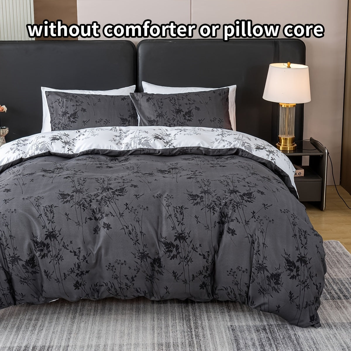 Luxurious Floral Print Polyester Duvet Cover Set includes one duvet cover and two pillowcases (core not included). This all-season bedding set is soft, comfortable, and breathable, perfect for bedroom, guest room, or dorm use.