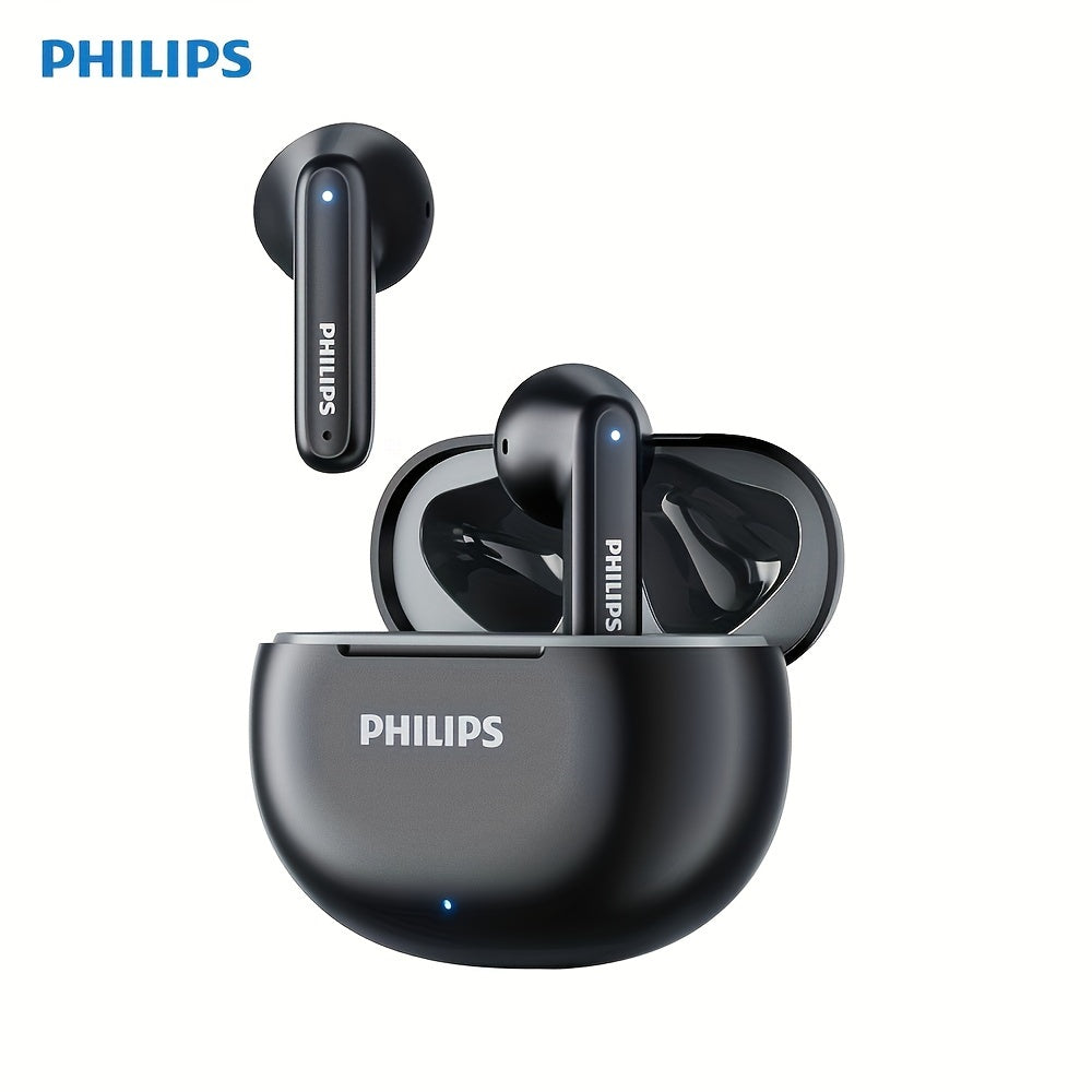 New Philips Sport Headset with Wireless Charging Case, Rechargeable Battery, Semi-open-back Design, Condenser Microphone, TWS Earphones TAT1199